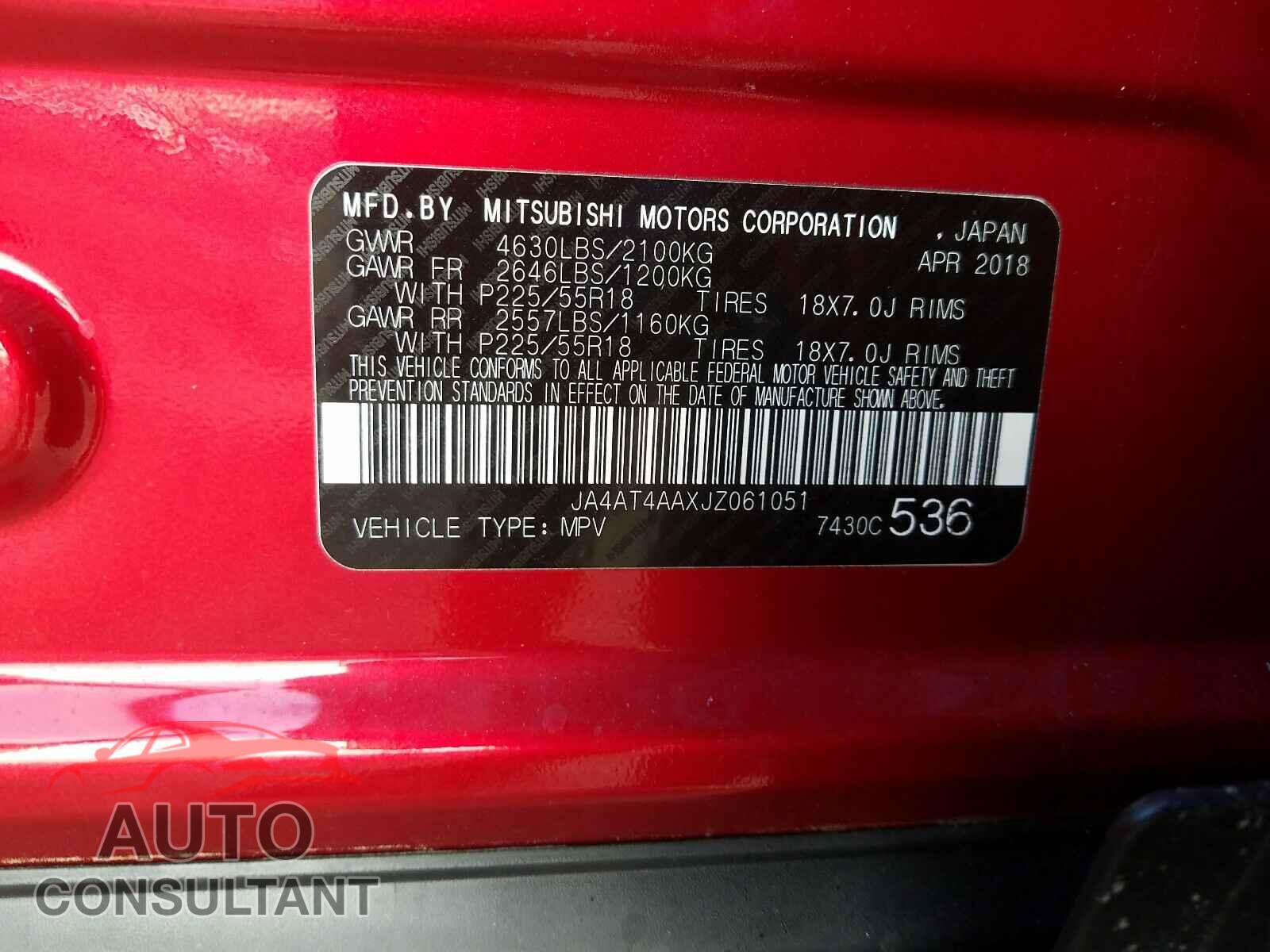 MITSUBISHI ECLIPSE 2018 - JA4AT4AAXJZ061051