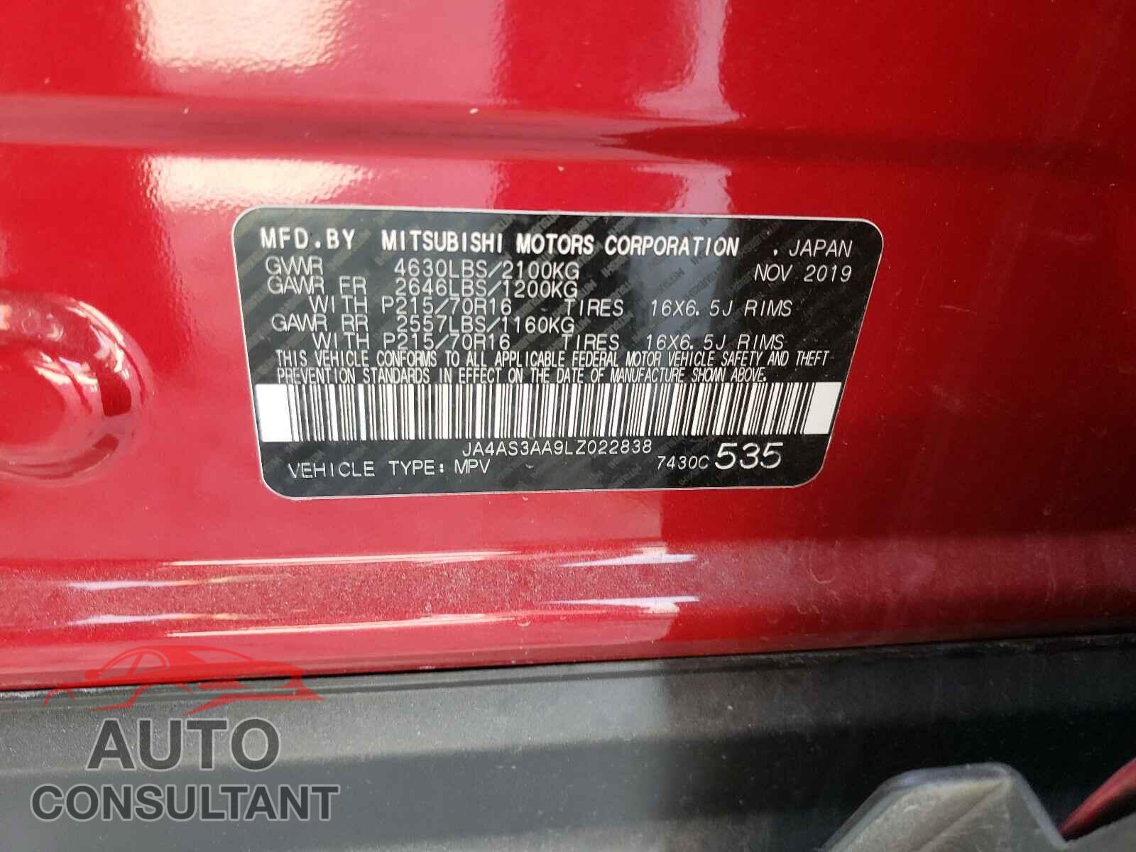 MITSUBISHI ECLIPSE 2020 - JA4AS3AA9LZ022838