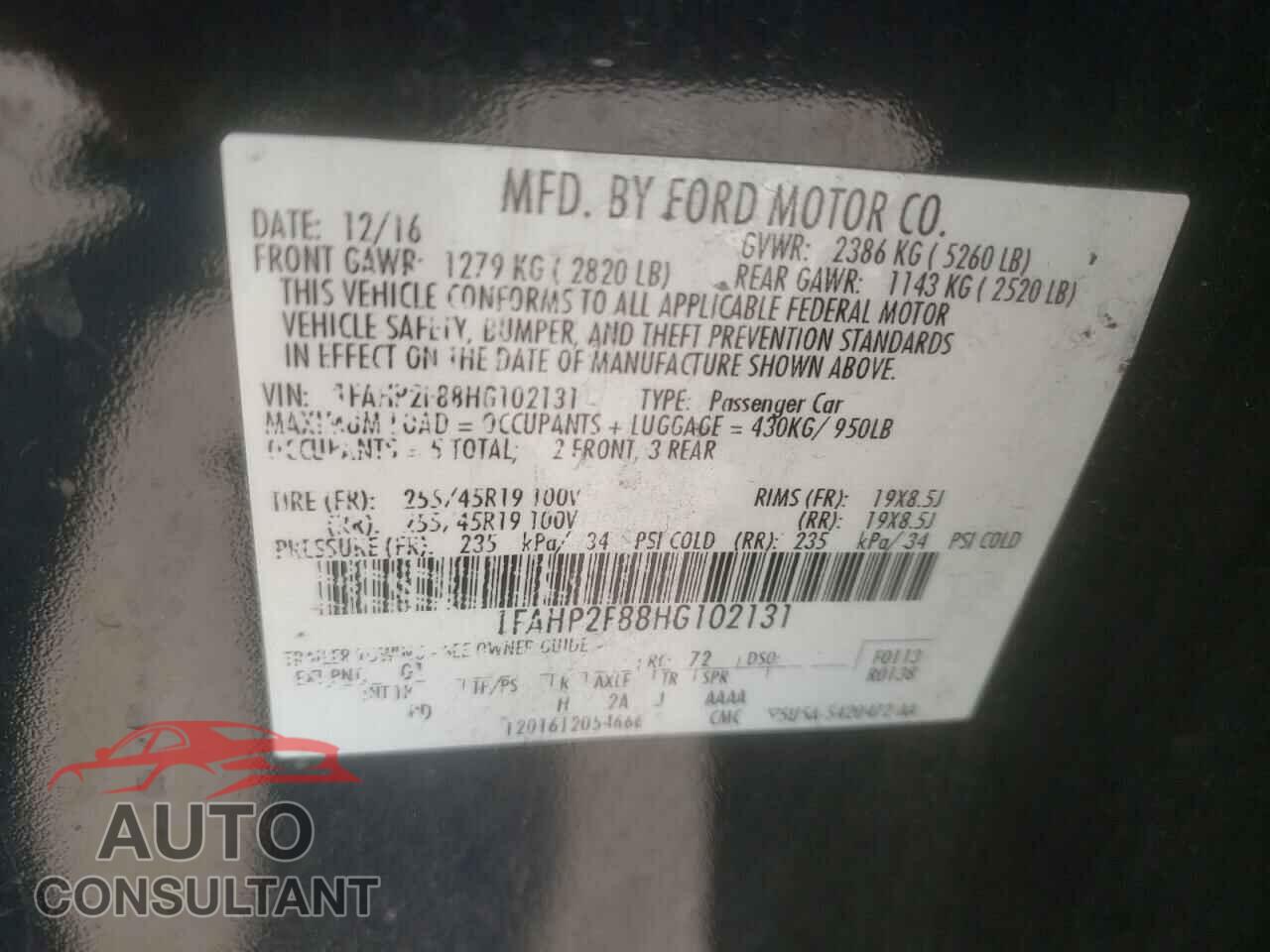 FORD TAURUS 2017 - 1FAHP2F88HG102131