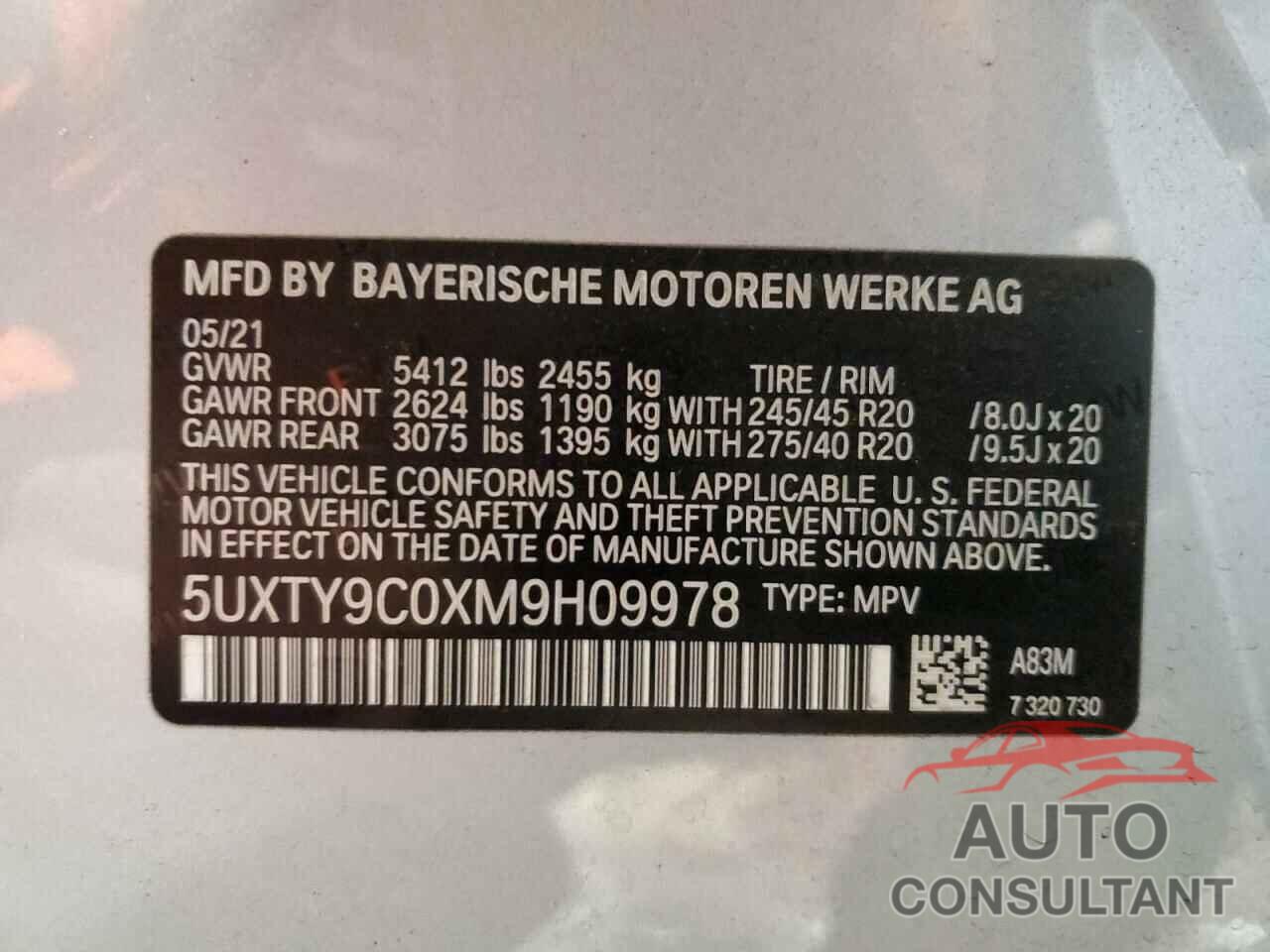 BMW X3 2021 - 5UXTY9C0XM9H09978