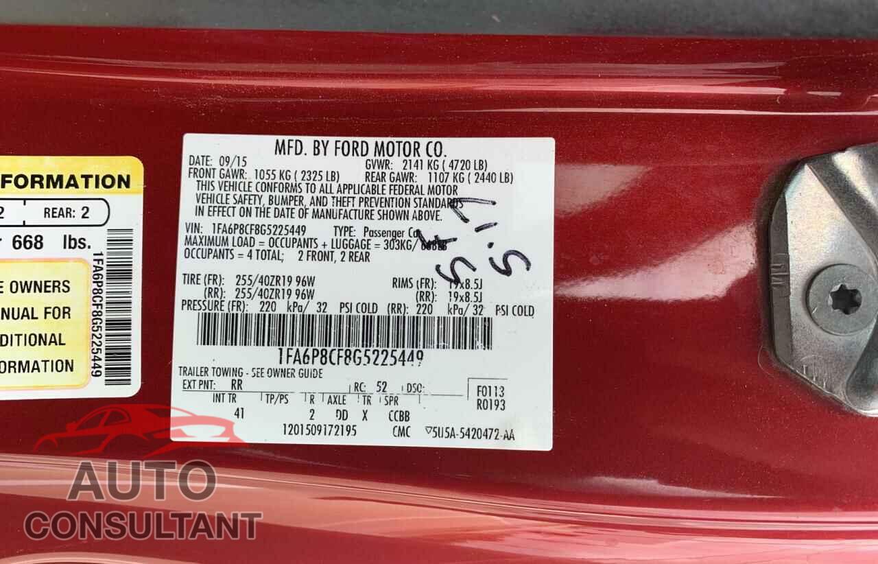 FORD MUSTANG 2016 - 1FA6P8CF8G5225449