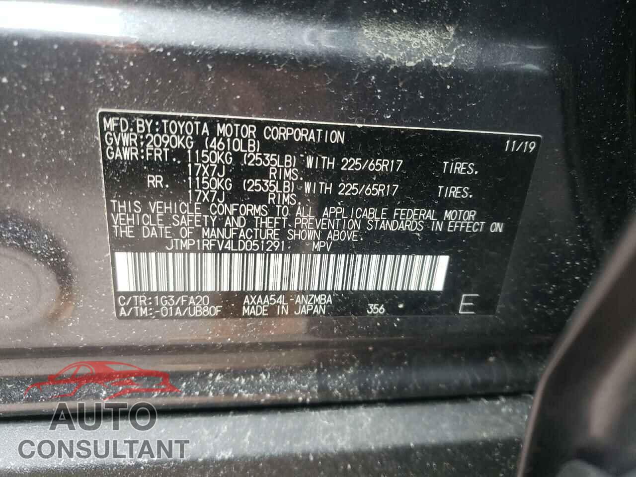 TOYOTA RAV4 2020 - JTMP1RFV4LD051291