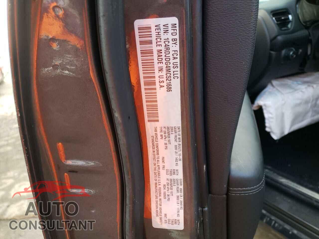 DODGE DURANGO 2021 - 1C4RDJDG4MC521686