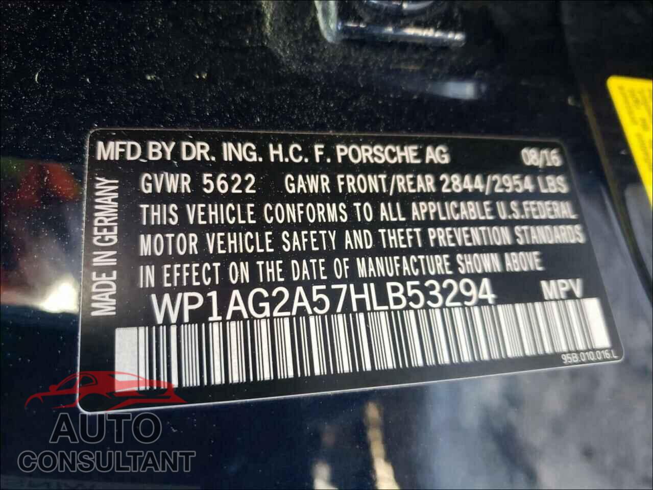PORSCHE MACAN 2017 - WP1AG2A57HLB53294