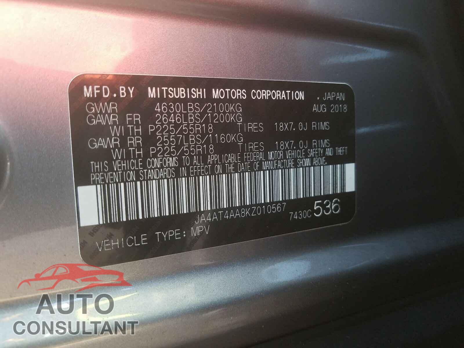 MITSUBISHI ECLIPSE 2019 - JA4AT4AA8KZ010567