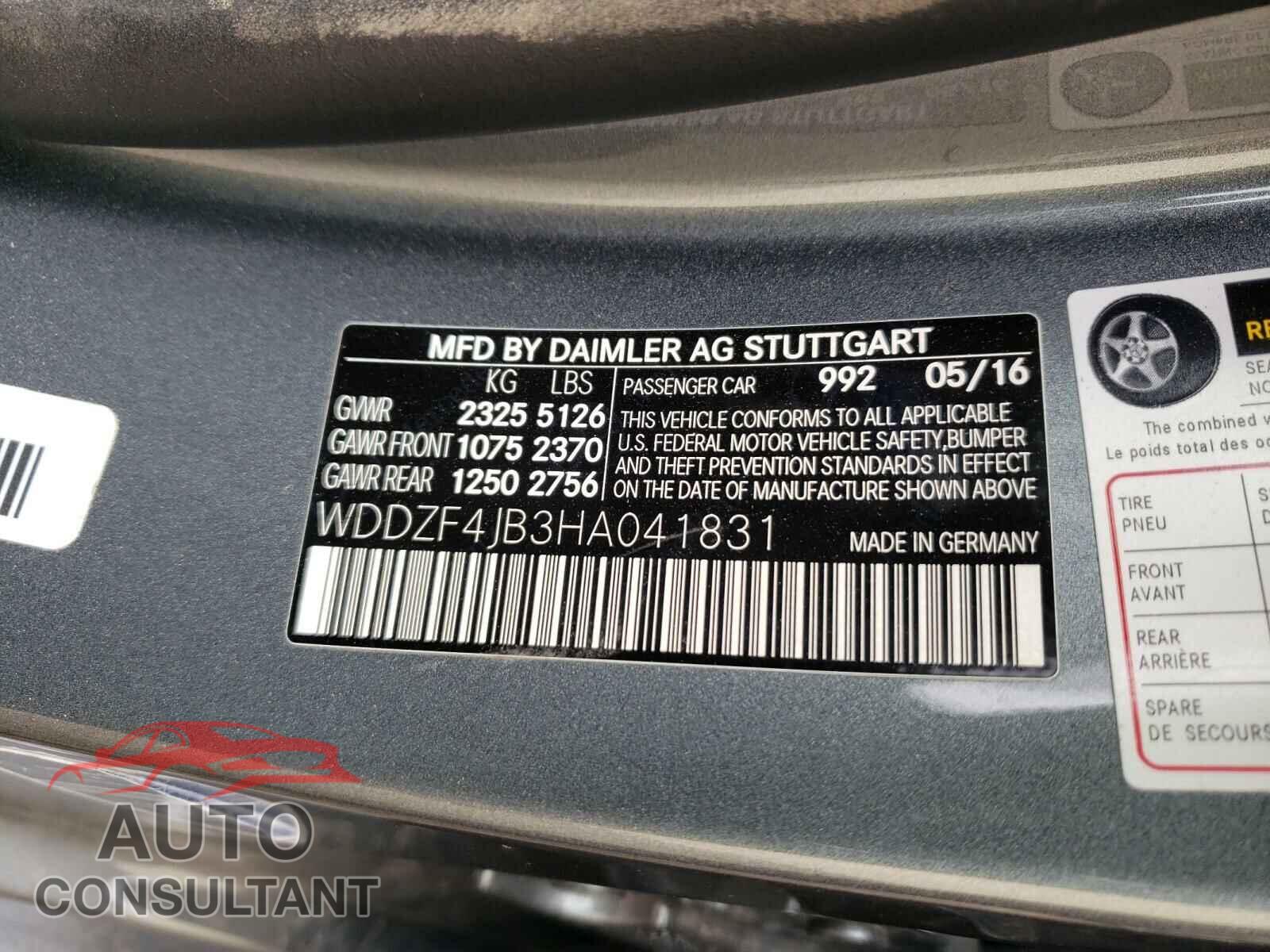 MERCEDES-BENZ E CLASS 2017 - WDDZF4JB3HA041831