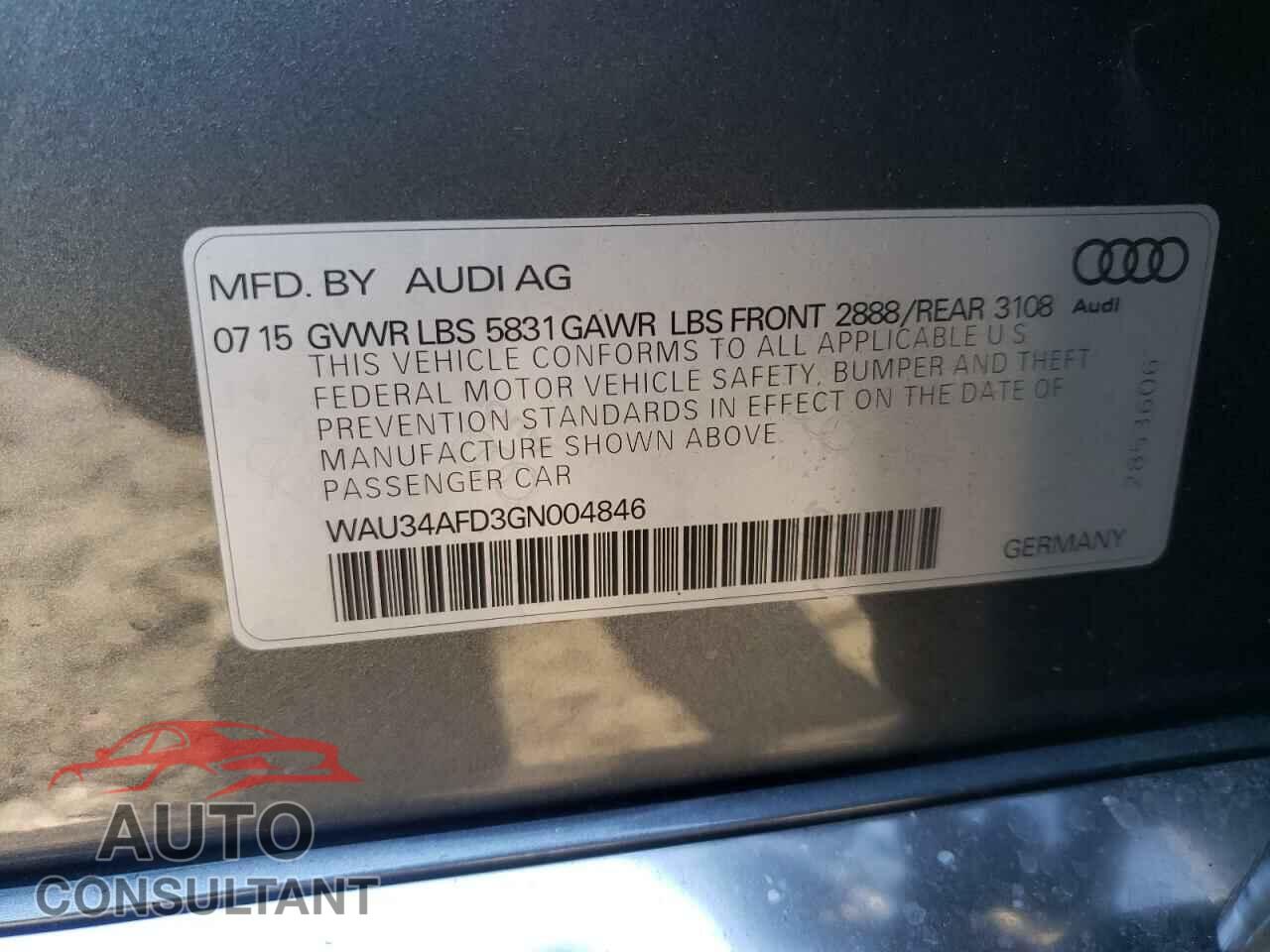 AUDI A8 2016 - WAU34AFD3GN004846