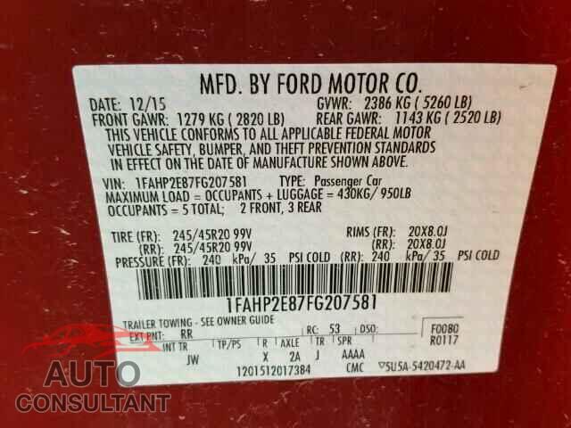 FORD TAURUS 2015 - 1FAHP2E87FG207581