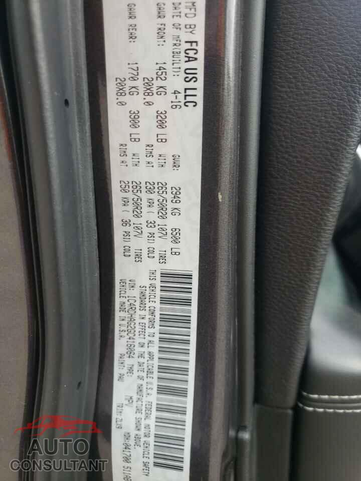 DODGE DURANGO 2016 - 1C4RDHAG2GC416064