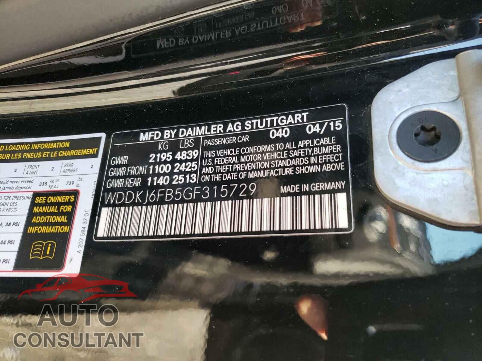 MERCEDES-BENZ E CLASS 2016 - WDDKJ6FB5GF315729