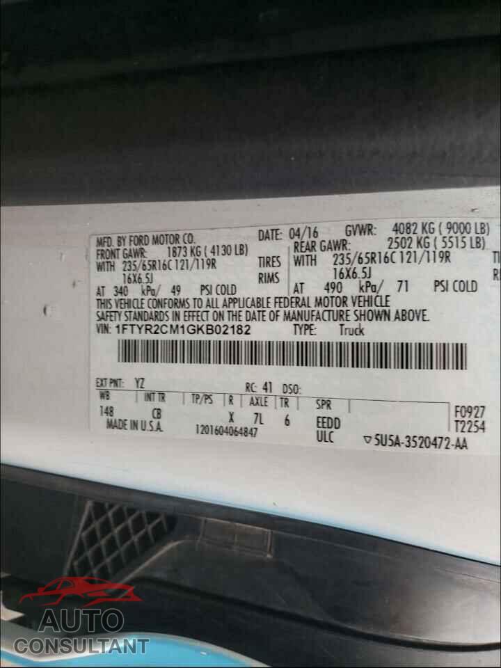 FORD TRANSIT CO 2016 - 1FTYR2CM1GKB02182