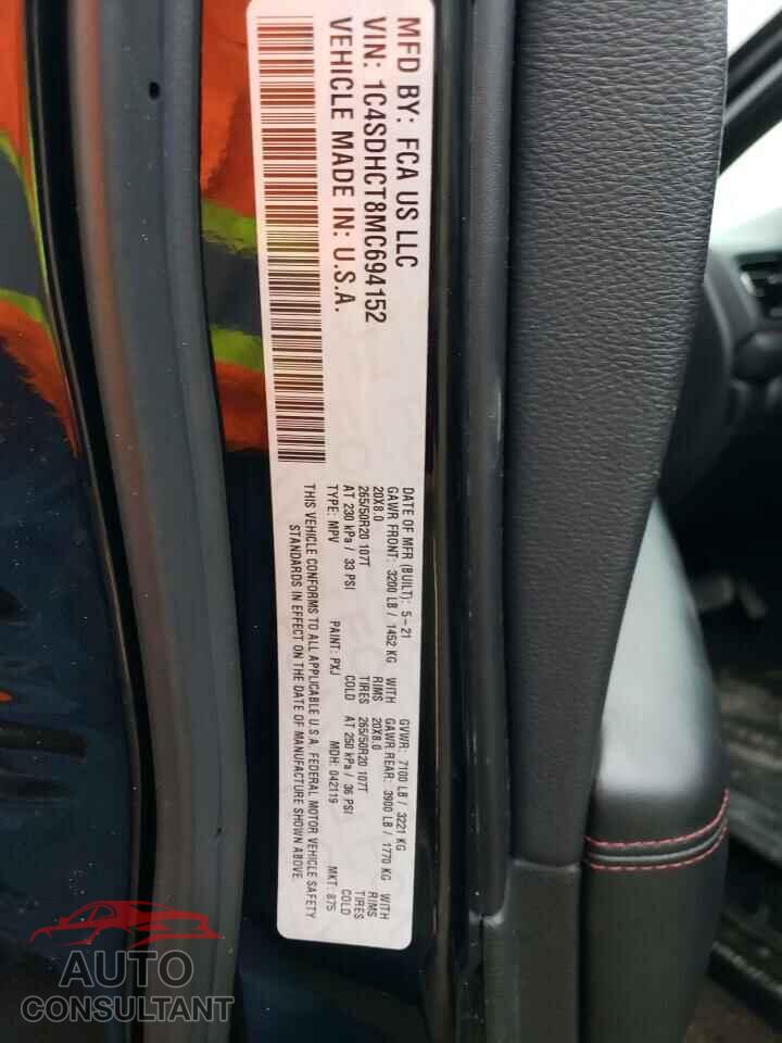 DODGE DURANGO 2021 - 1C4SDHCT8MC694152