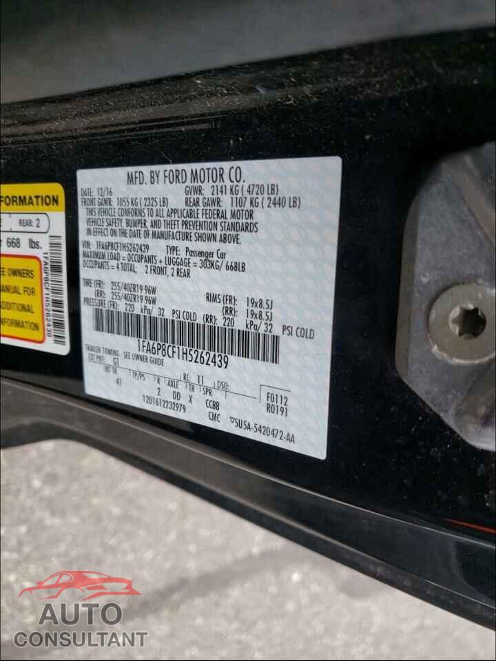 FORD MUSTANG 2017 - 1FA6P8CF1H5262439