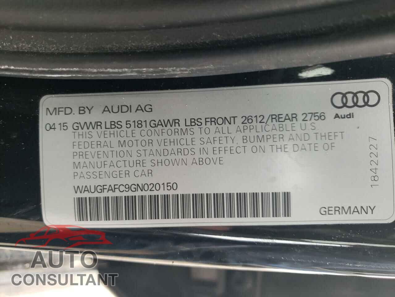 AUDI A6 2016 - WAUGFAFC9GN020150
