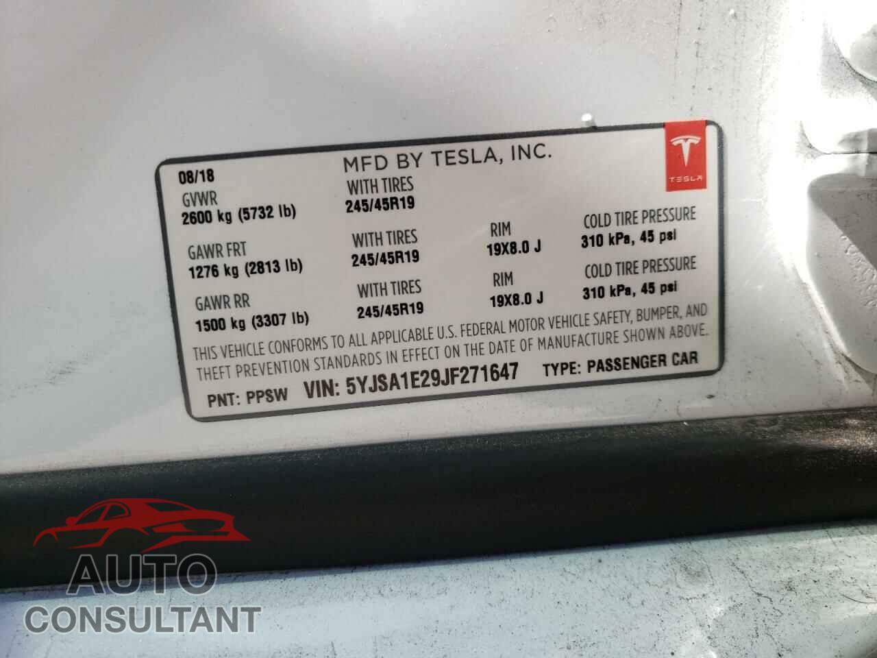 TESLA MODEL S 2018 - 5YJSA1E29JF271647