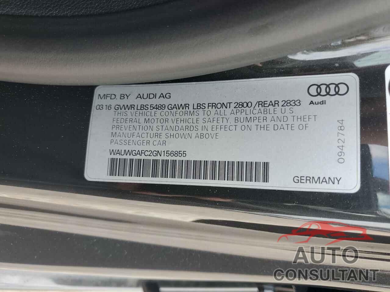 AUDI A7 2016 - WAUWGAFC2GN156855