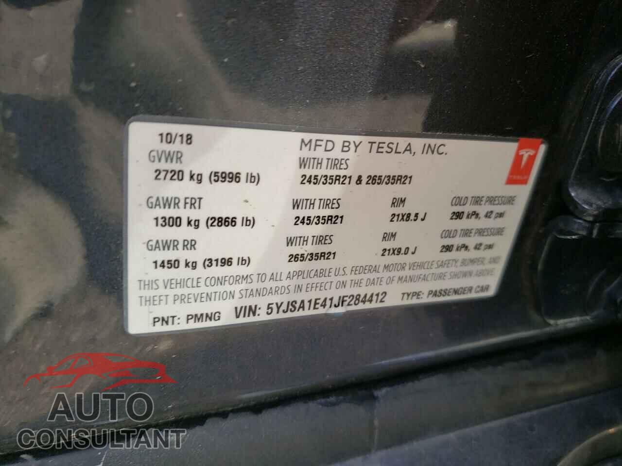 TESLA MODEL S 2018 - 5YJSA1E41JF284412