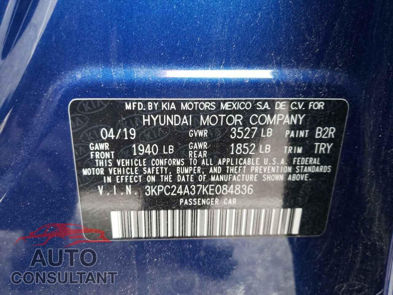 HYUNDAI ACCENT 2019 - 3KPC24A37KE084836