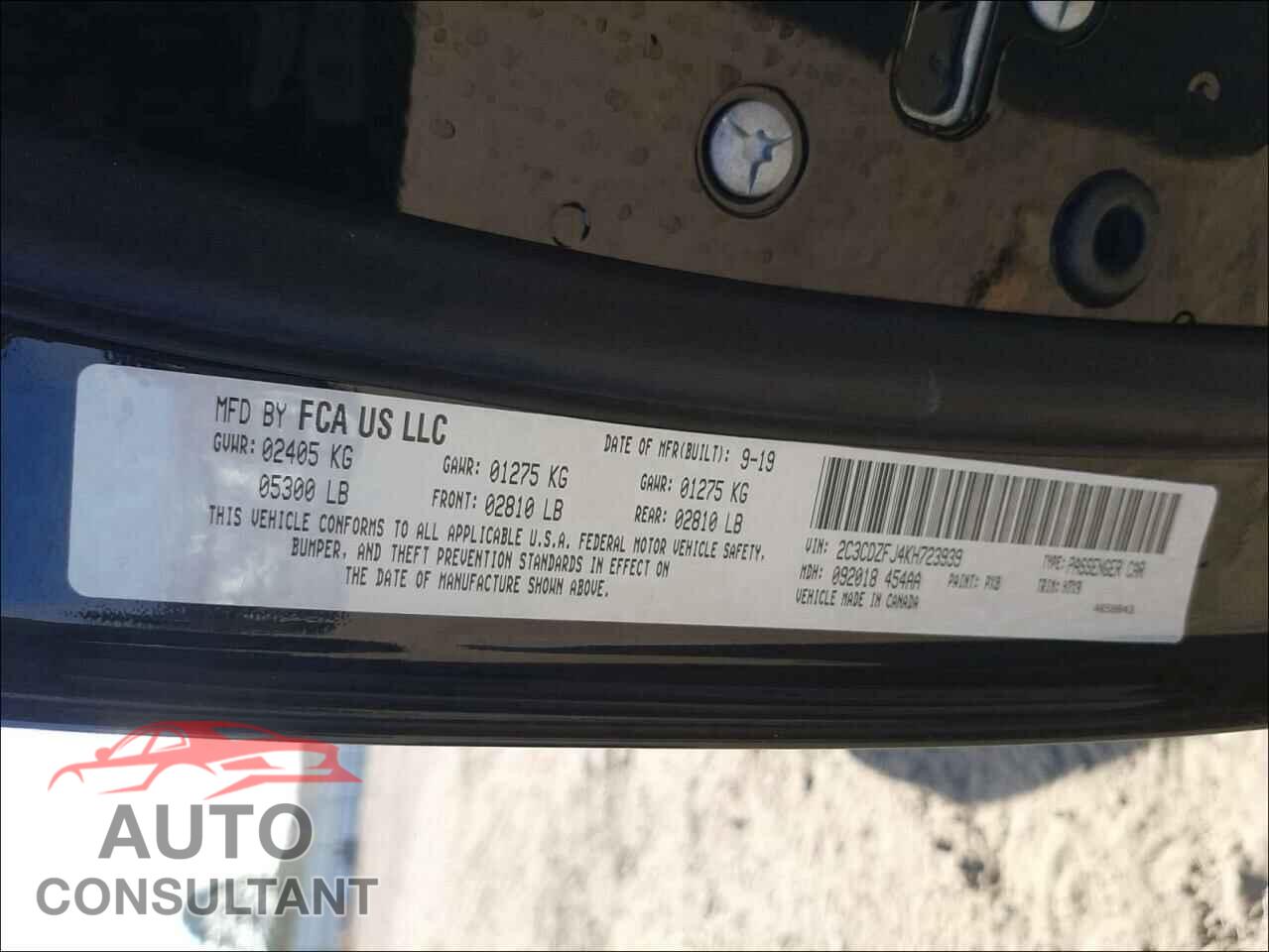 DODGE CHALLENGER 2019 - 2C3CDZFJ4KH723939