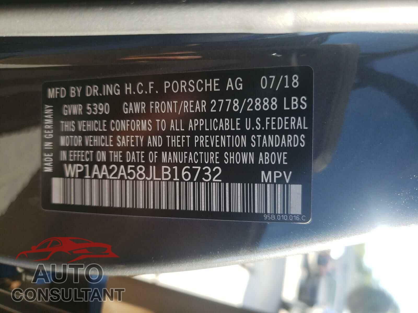 PORSCHE MACAN 2018 - WP1AA2A58JLB16732