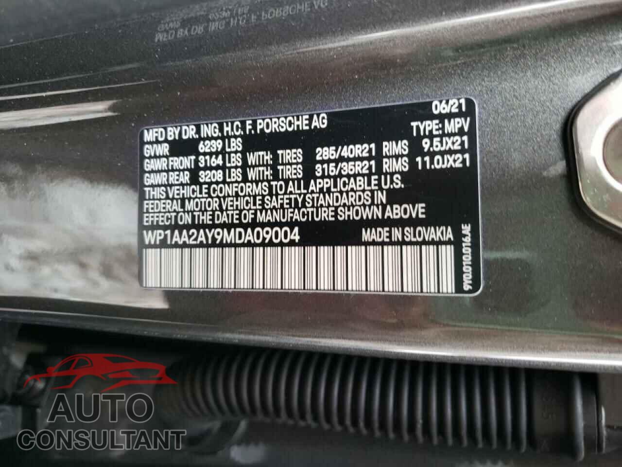 PORSCHE CAYENNE 2021 - WP1AA2AY9MDA09004