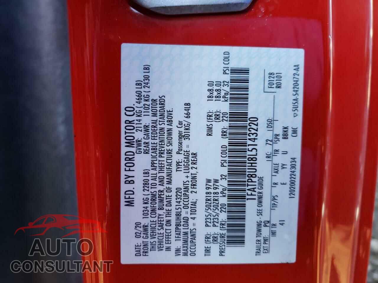 FORD MUSTANG 2020 - 1FATP8UH8L5143220