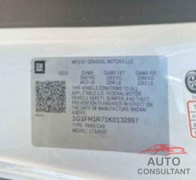 CHEVROLET CAMARO 2019 - 1G1FH1R71K0132897