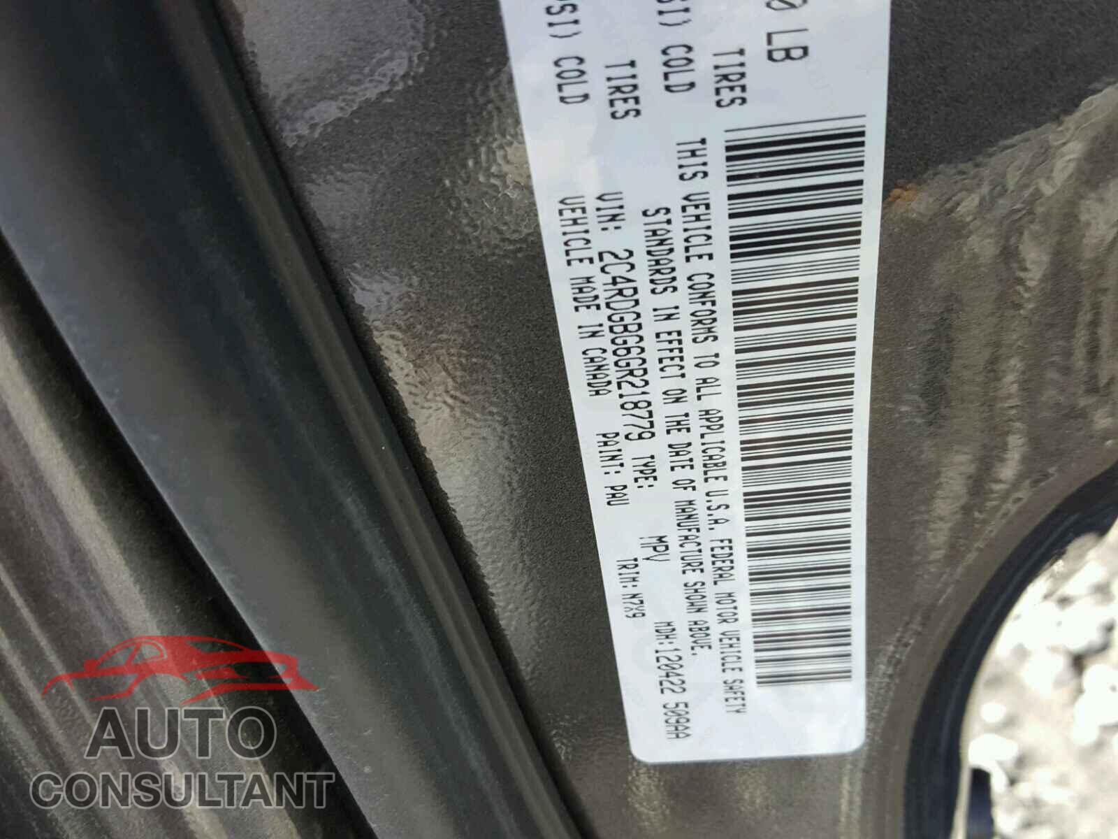 DODGE CARAVAN 2016 - 2C4RDGBG6GR218779