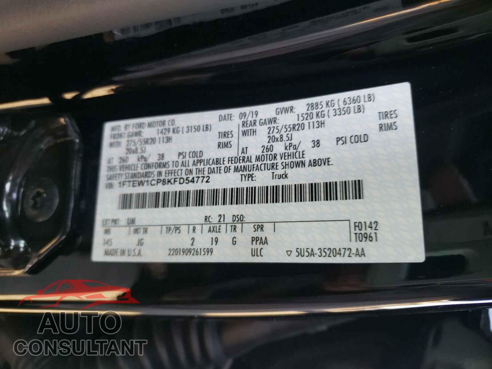 FORD F150 2019 - 1FTEW1CP8KFD54772