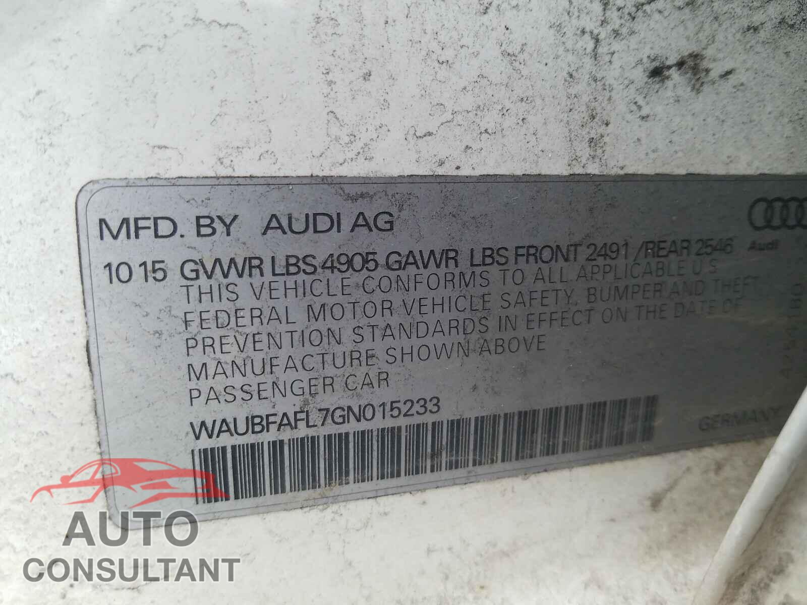 AUDI A4 2016 - WAUBFAFL7GN015233