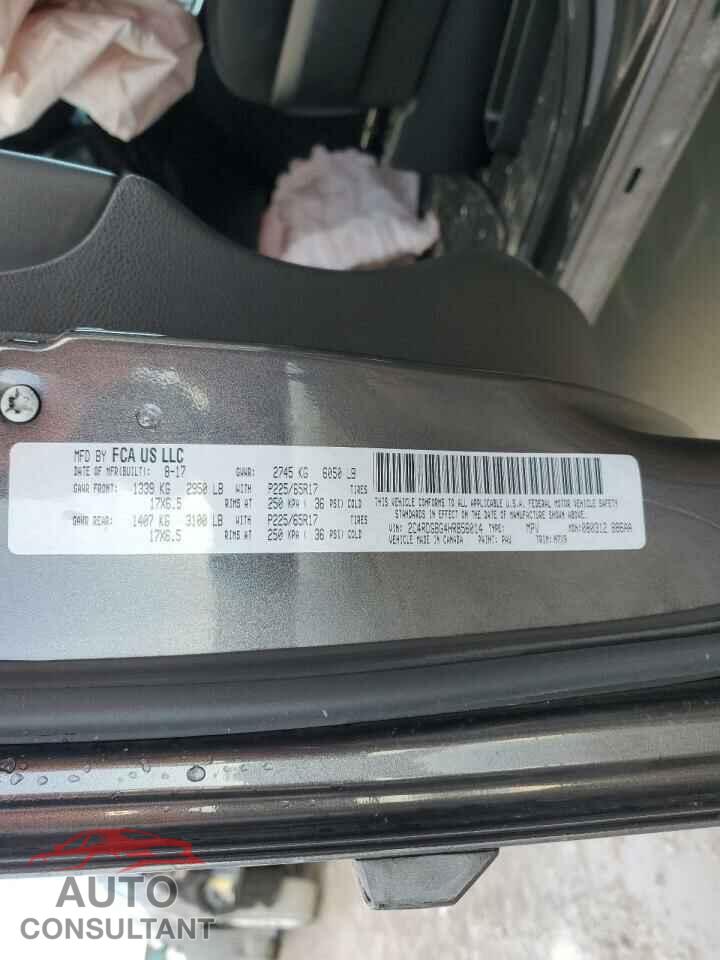 DODGE CARAVAN 2017 - 2C4RDGBG4HR856014