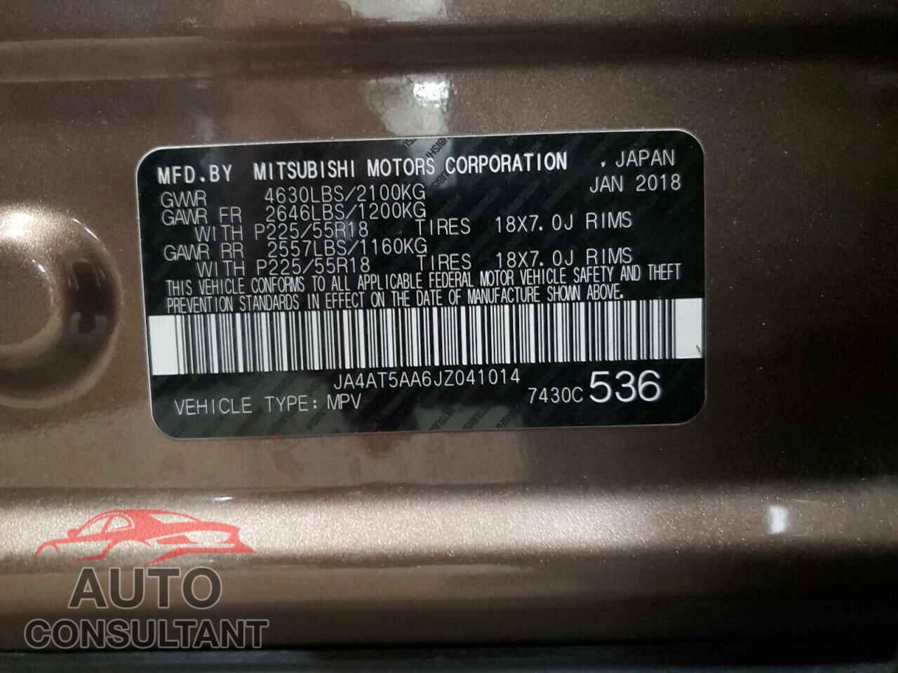 MITSUBISHI ECLIPSE 2018 - JA4AT5AA6JZ041014