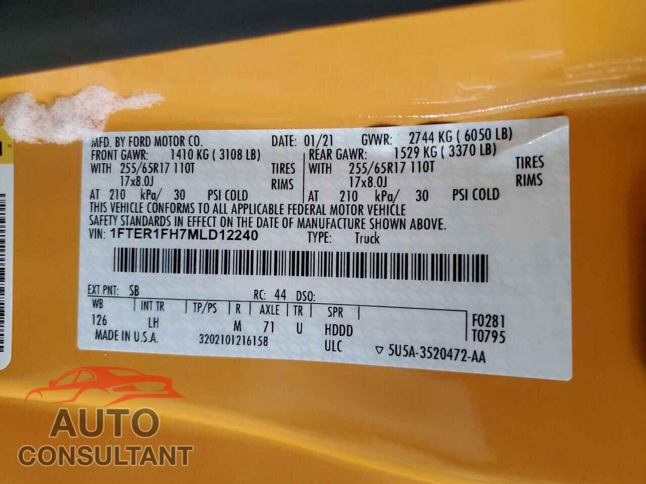 FORD RANGER 2021 - 1FTER1FH7MLD12240
