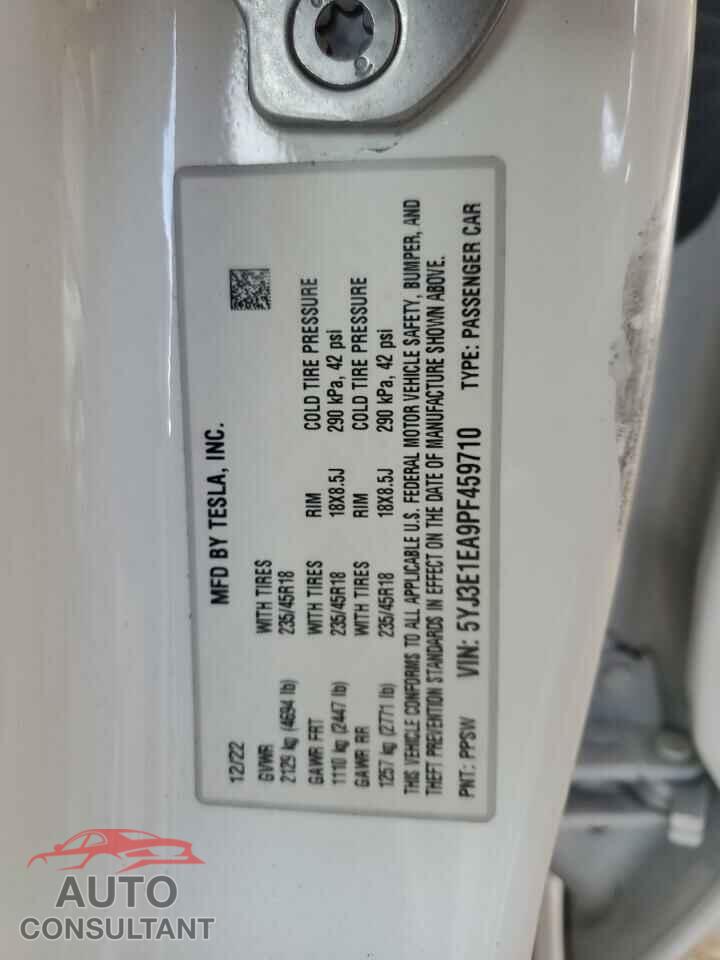 TESLA MODEL 3 2023 - 5YJ3E1EA9PF459710