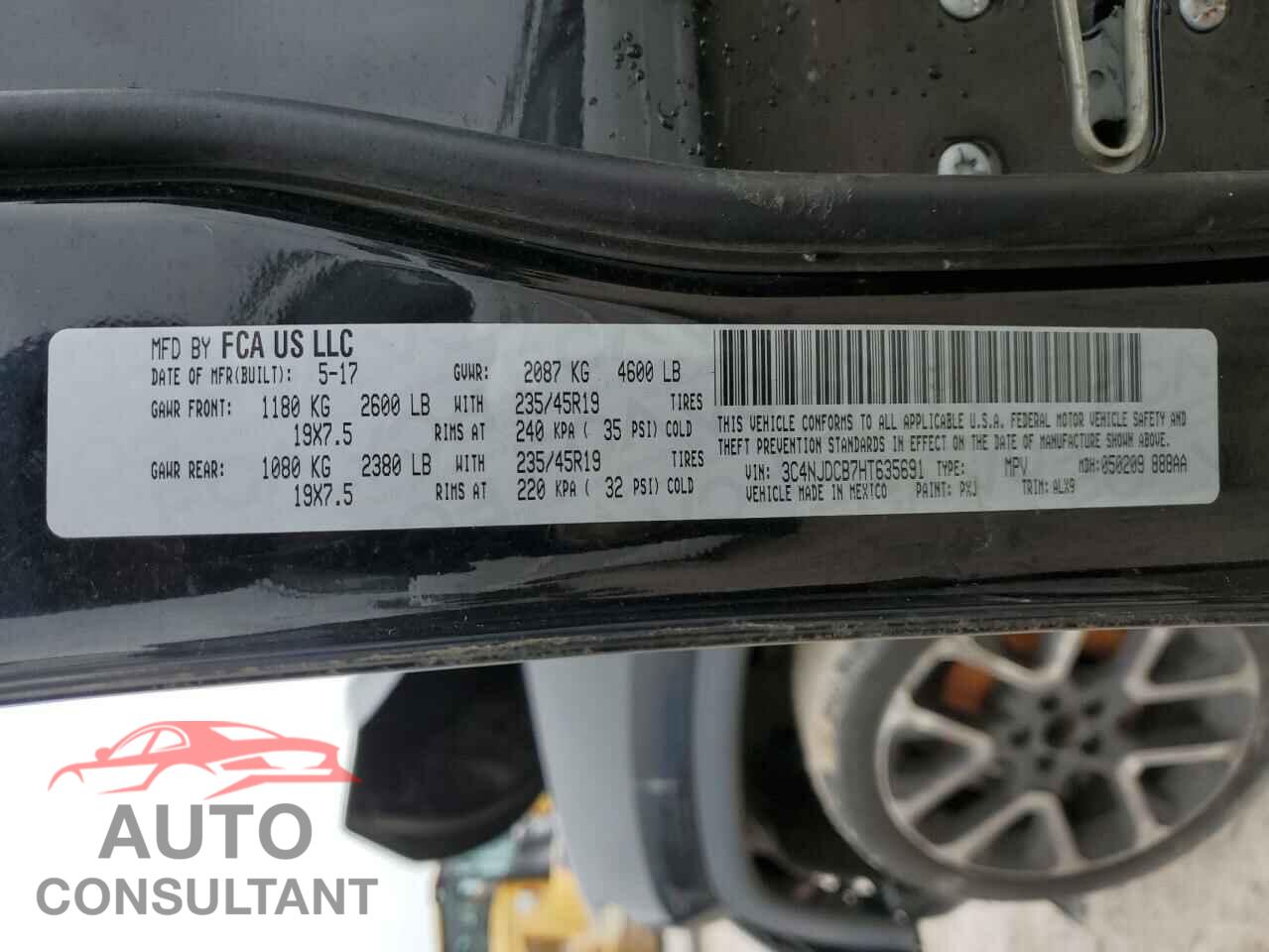 JEEP COMPASS 2017 - 3C4NJDCB7HT635691