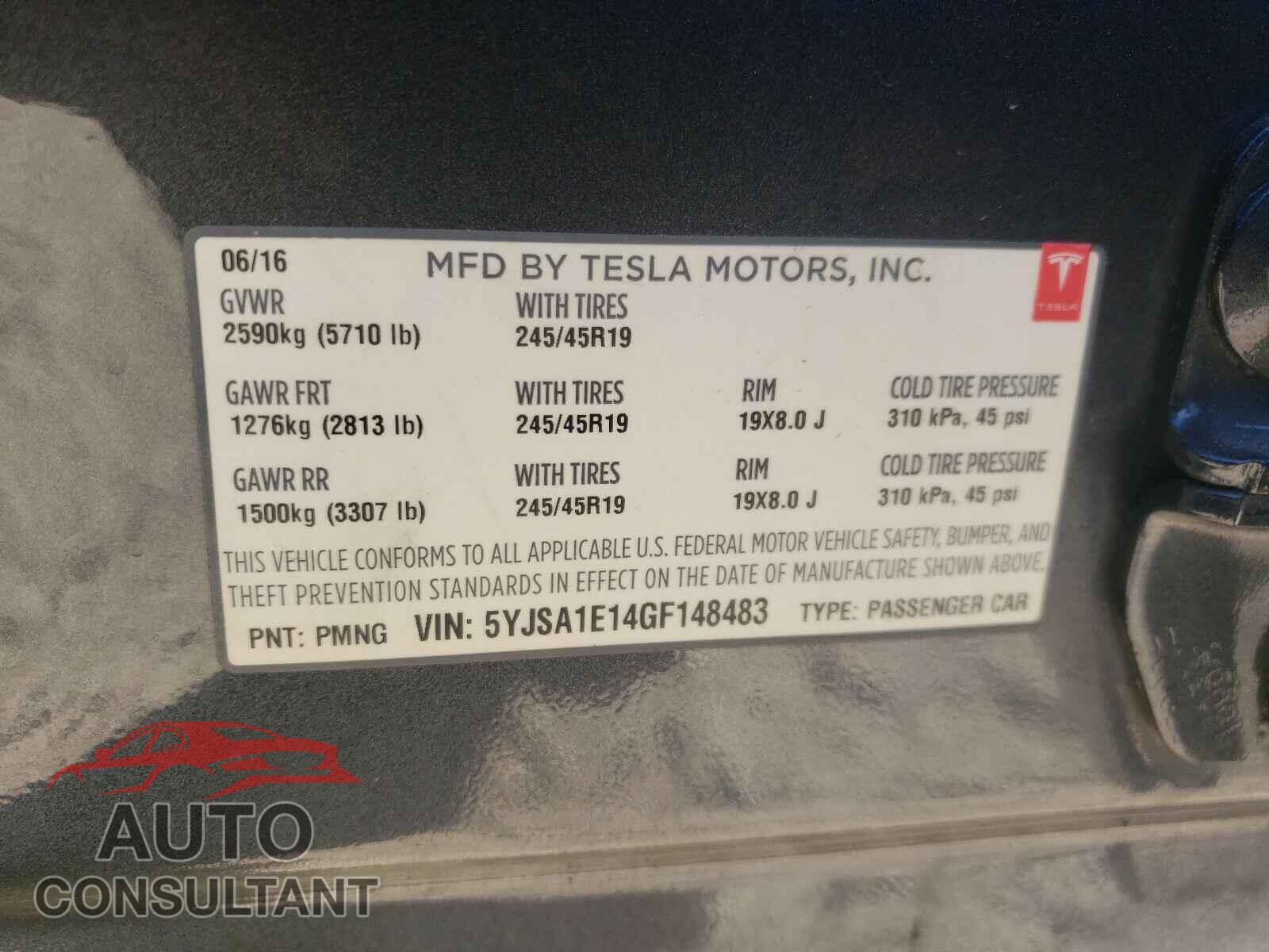 TESLA MODEL S 2016 - 5YJSA1E14GF148483