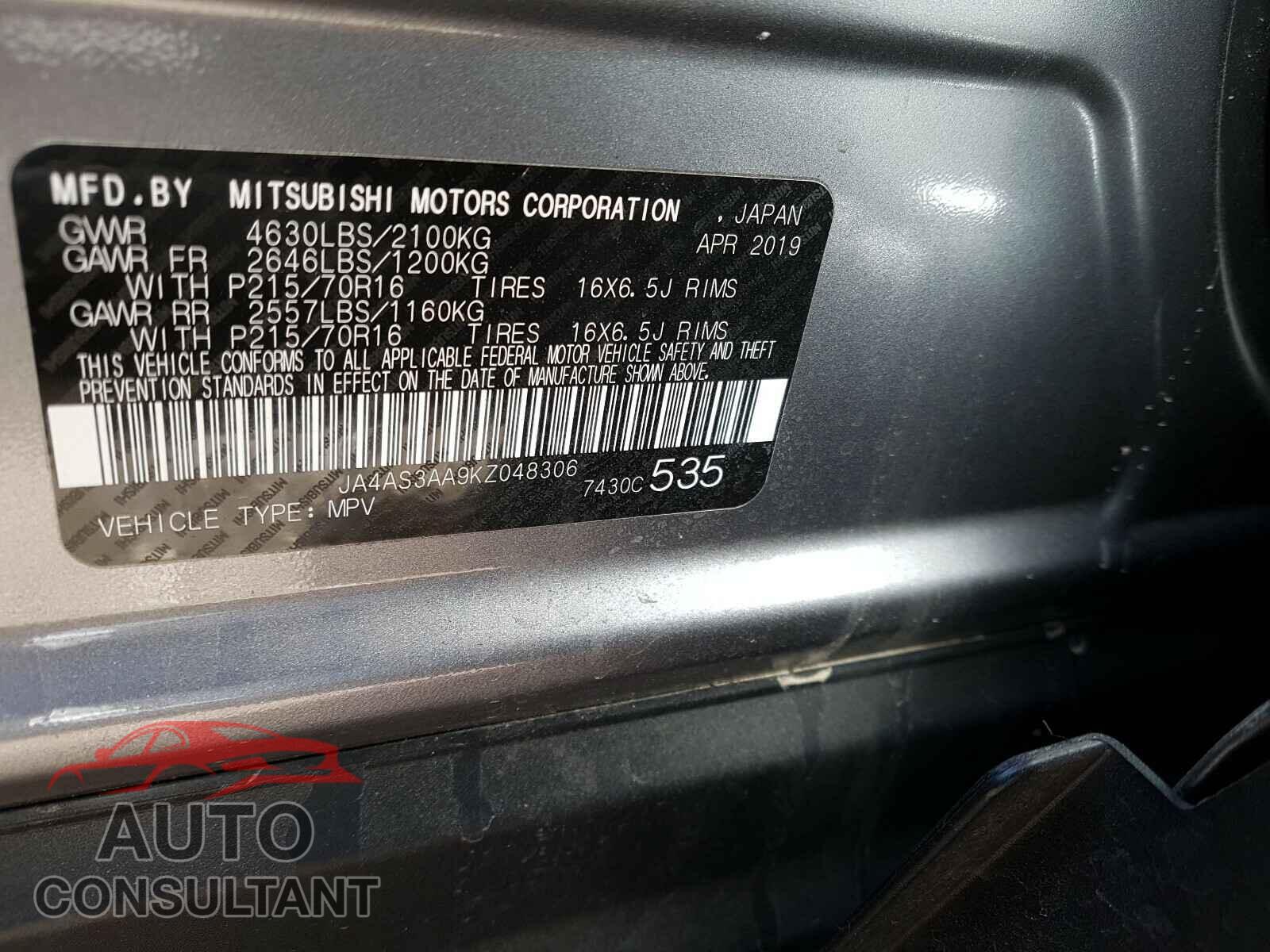 MITSUBISHI ECLIPSE 2019 - JA4AS3AA9KZ048306