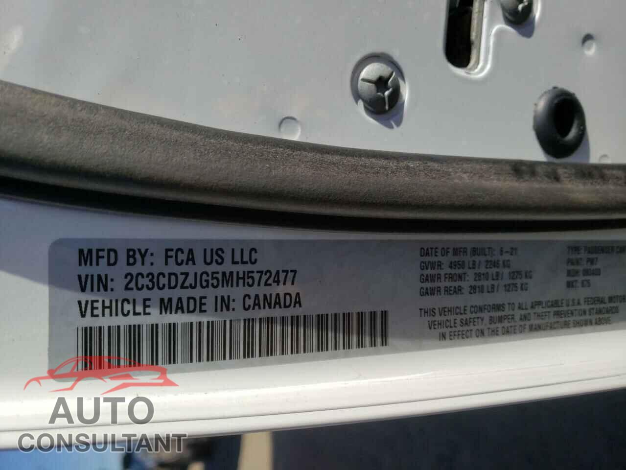 DODGE CHALLENGER 2021 - 2C3CDZJG5MH572477