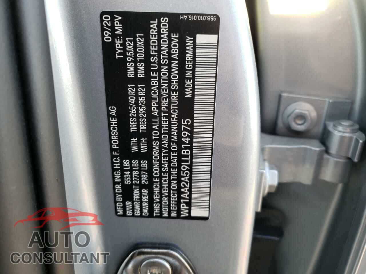 PORSCHE MACAN 2020 - WP1AA2A59LLB14975