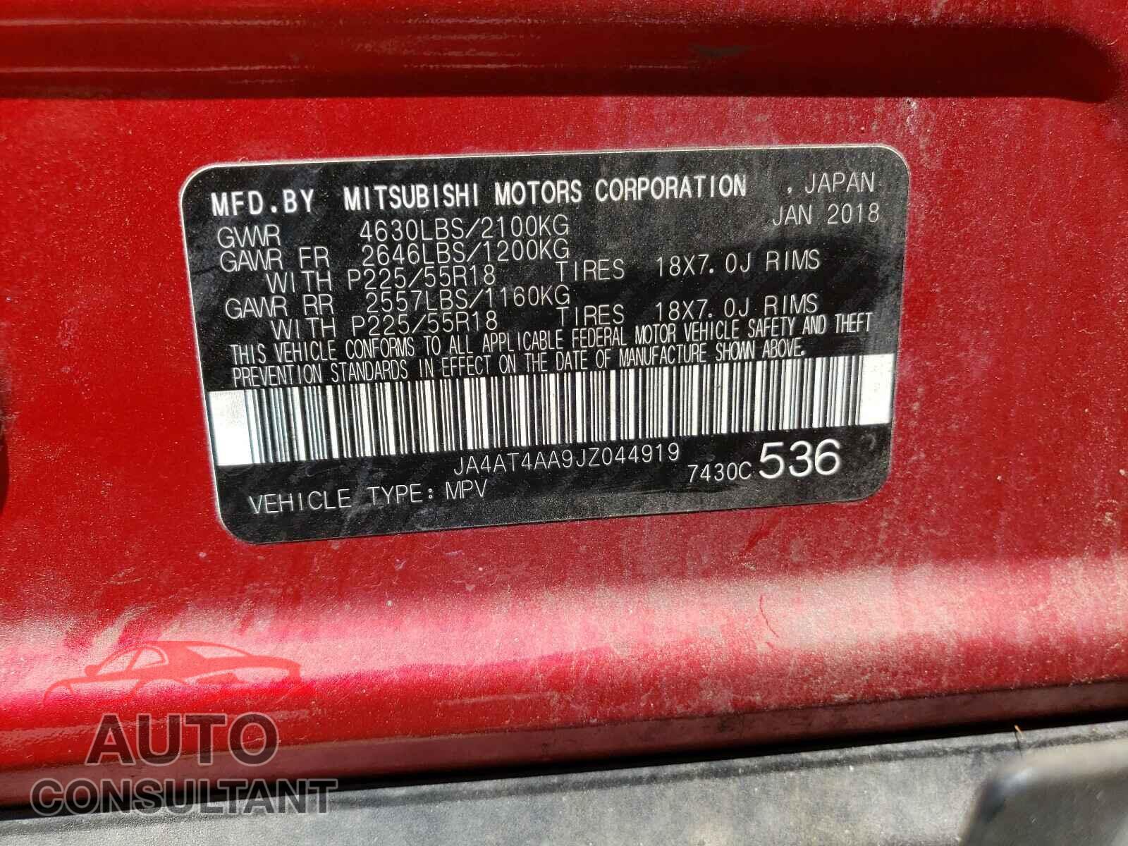 MITSUBISHI ECLIPSE 2018 - JA4AT4AA9JZ044919
