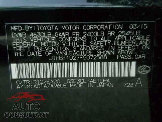 LEXUS IS 250 2015 - JTHBF1D27F5072588