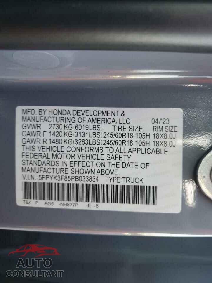 HONDA RIDGELINE 2023 - 5FPYK3F85PB033834