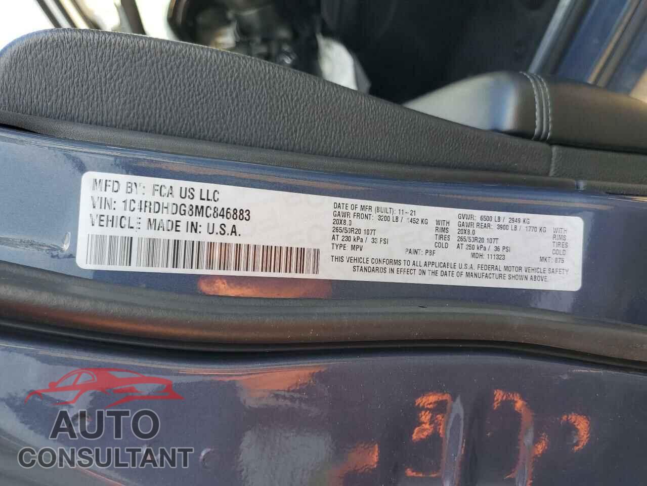 DODGE DURANGO 2021 - 1C4RDHDG8MC846883