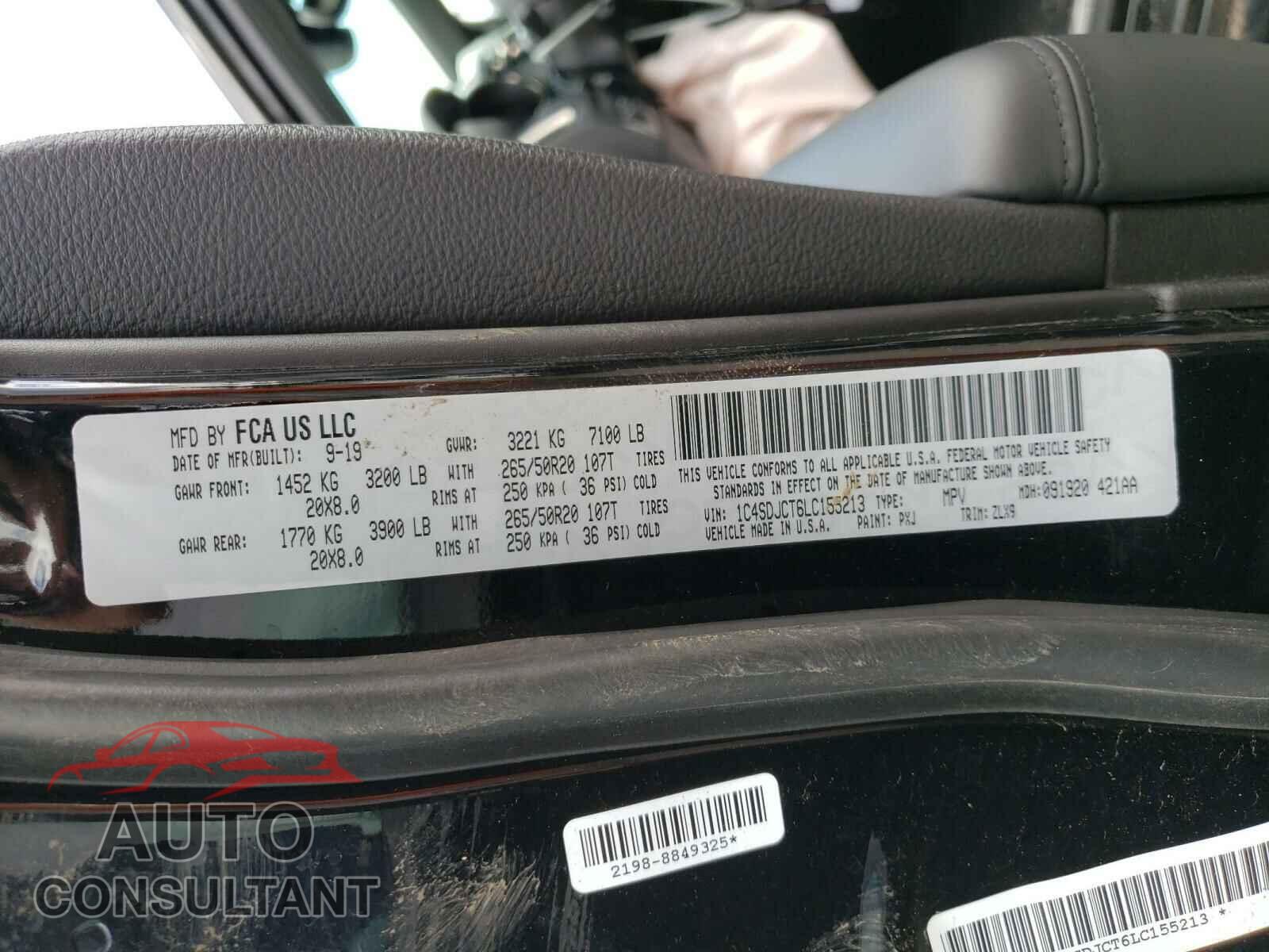 DODGE DURANGO 2020 - 1C4SDJCT6LC155213