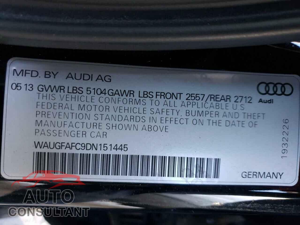 AUDI A6 2013 - WAUGFAFC9DN151445