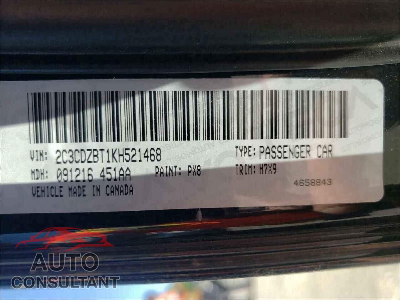 DODGE CHALLENGER 2019 - 2C3CDZBT1KH521468