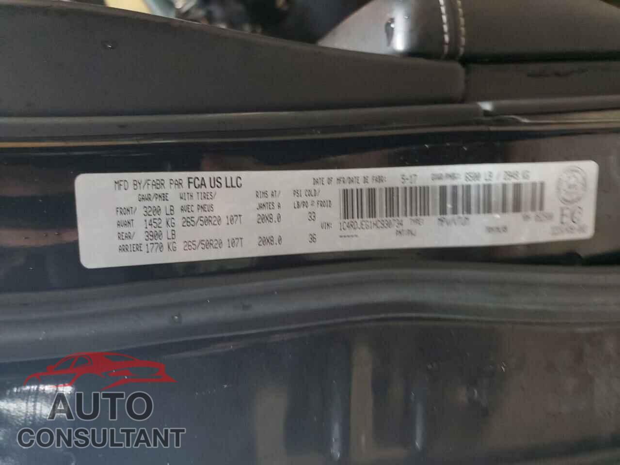 DODGE DURANGO 2017 - 1C4RDJEG1HC930734