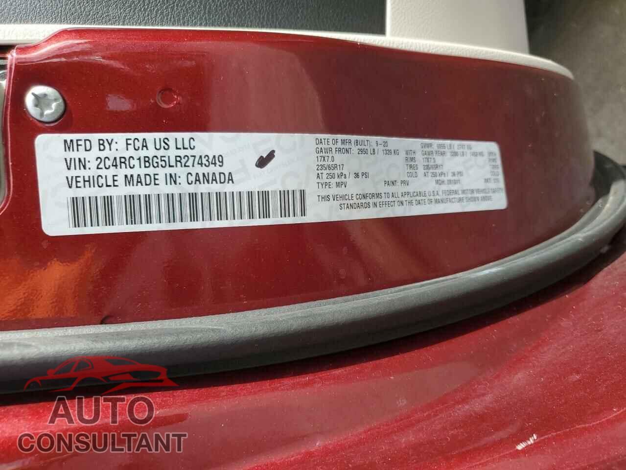 CHRYSLER PACIFICA 2020 - 2C4RC1BG5LR274349