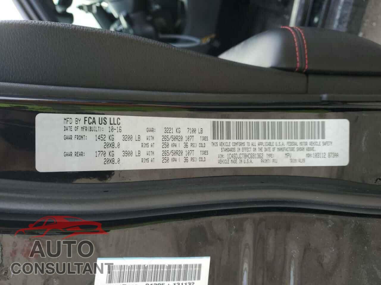 DODGE DURANGO 2017 - 1C4SDJCT8HC691362
