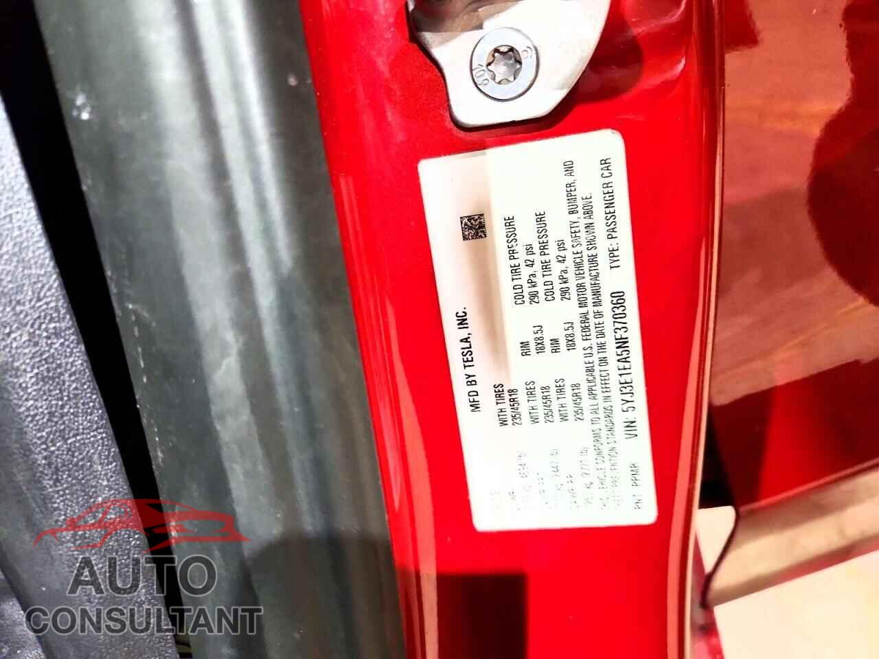 TESLA MODEL 3 2022 - 5YJ3E1EA5NF370360
